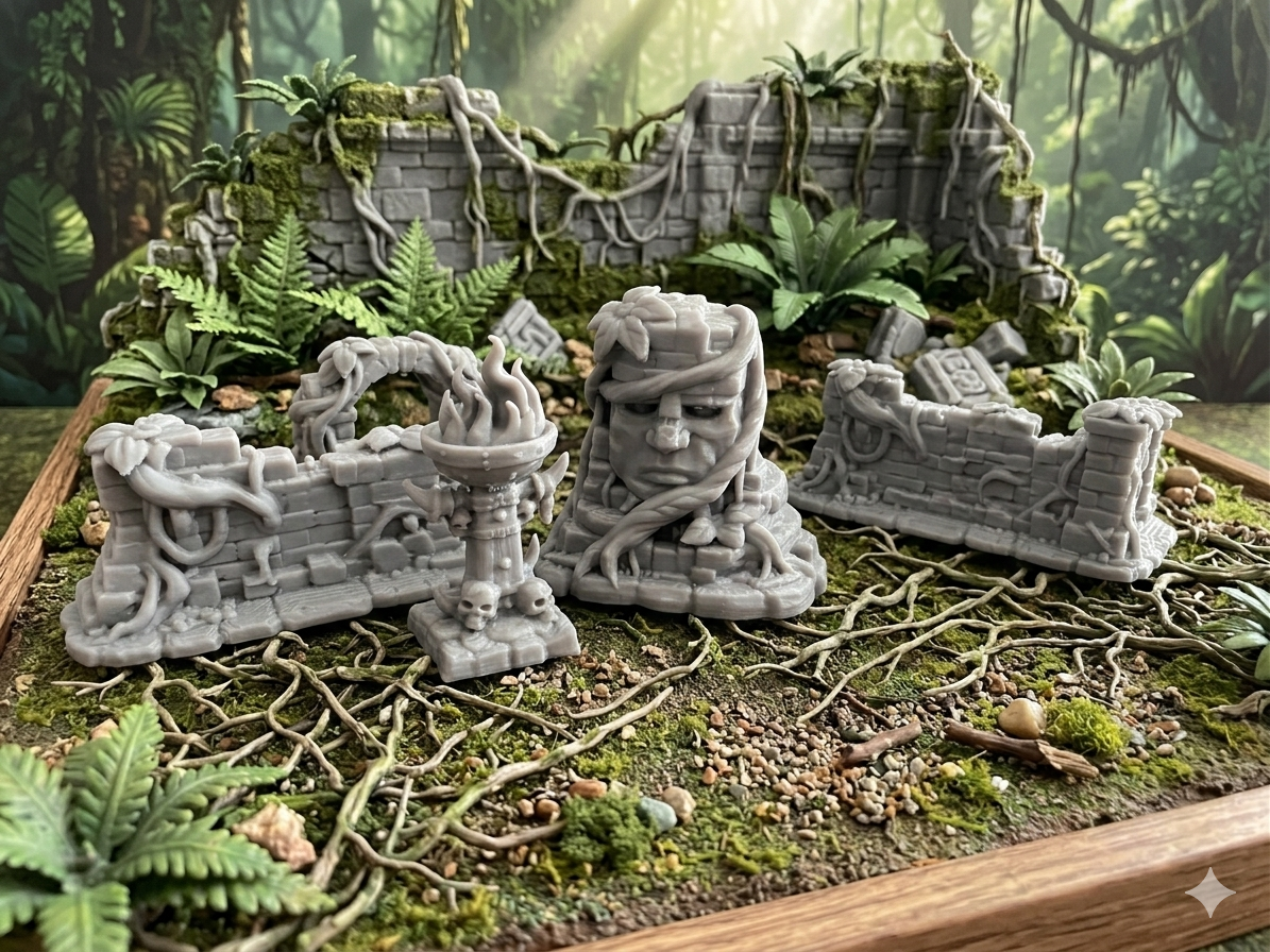 Dschungel-Tempel Komplett-Set 4 Teile