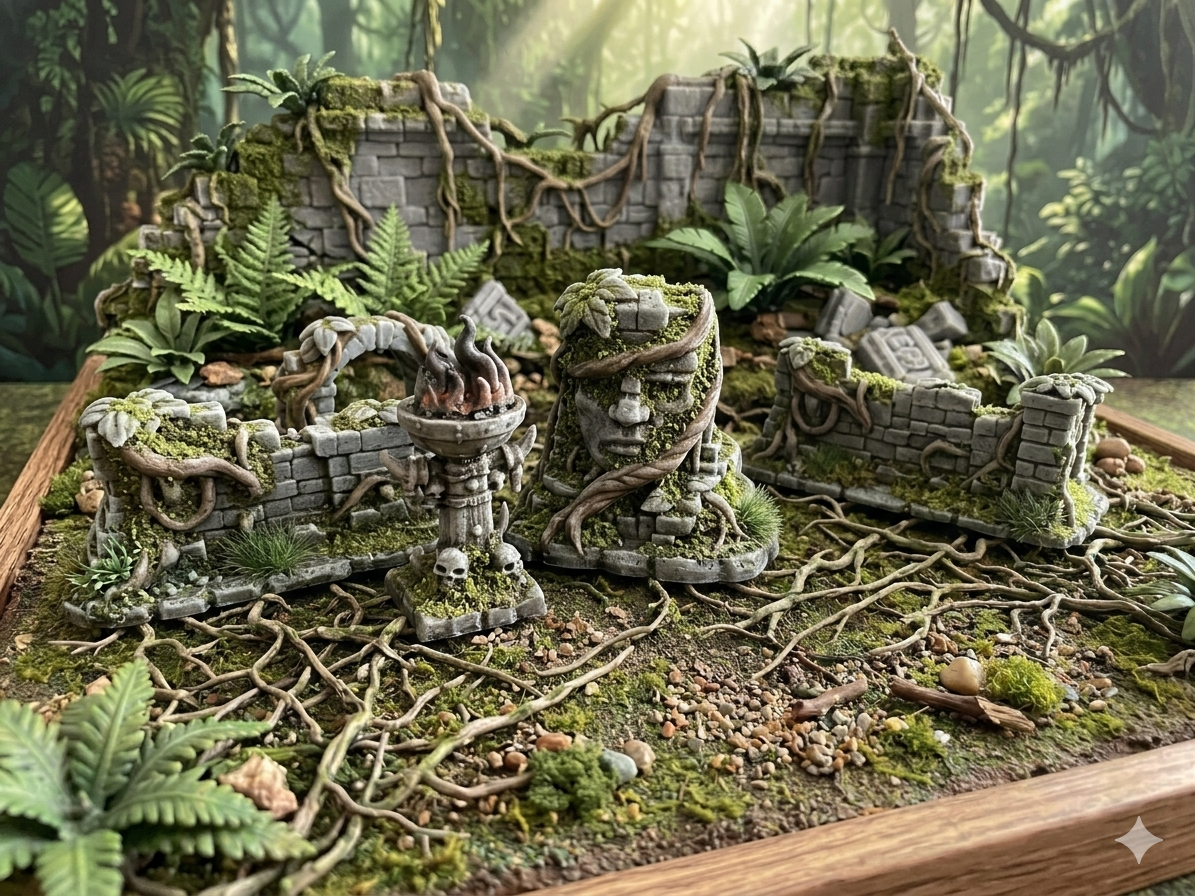 Dschungel-Tempel Komplett-Set 4 Teile