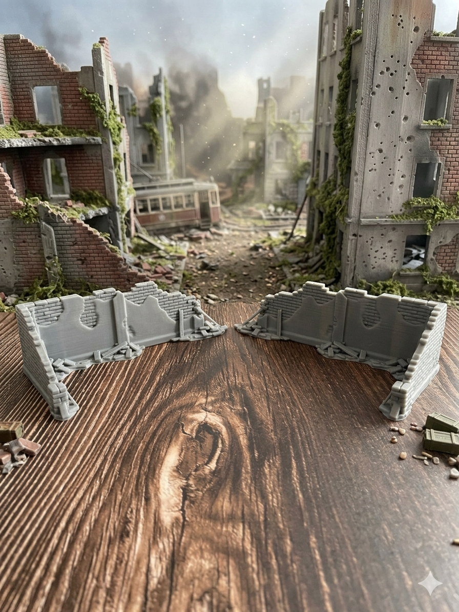 Zerstörte Stadtmauer Bundle Links und Rechts