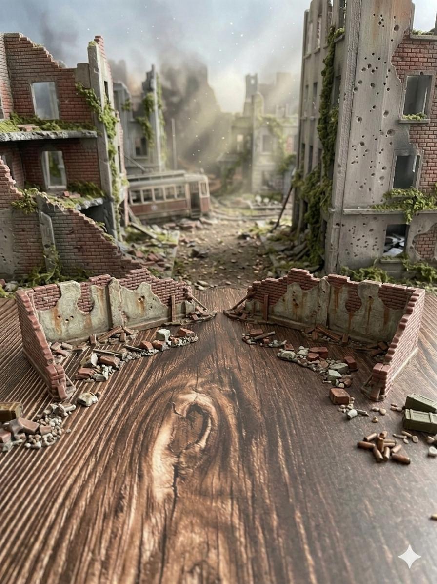 Zerstörte Stadtmauer Bundle Links und Rechts